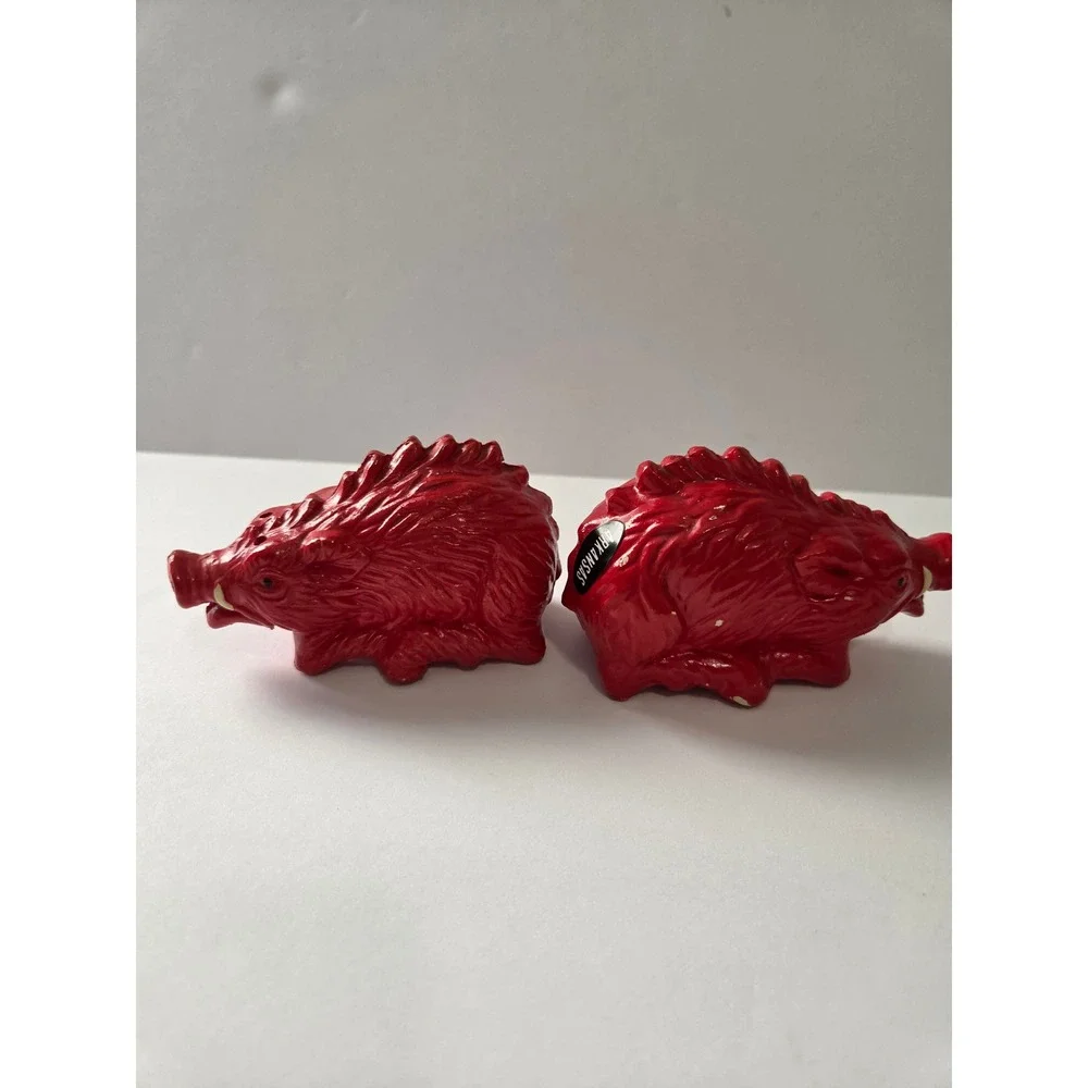 Vintage Arkansas Razorbacks Red Boar Salt and Pepper Shakers Set Made in Japan
